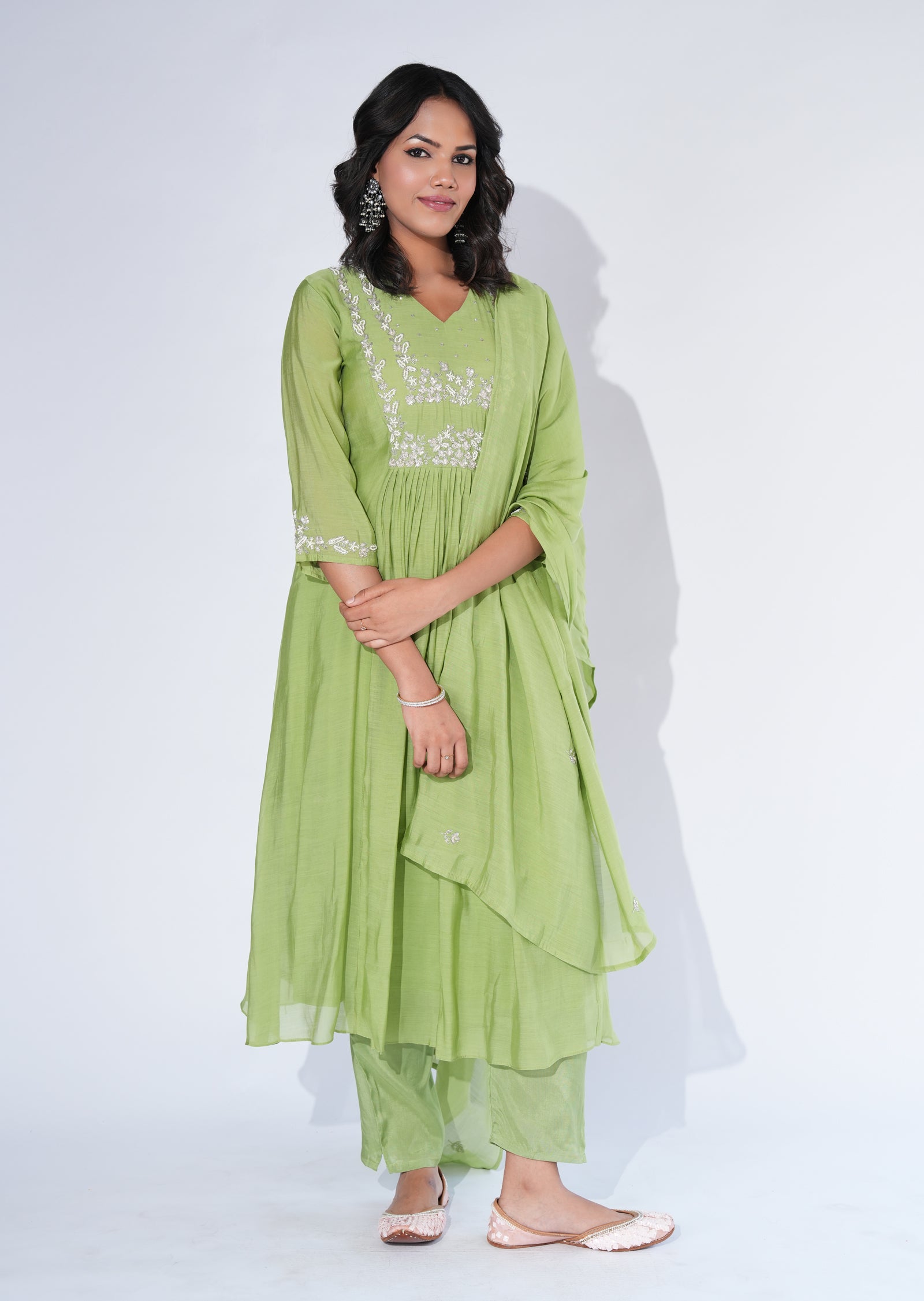 Green Silk Anarkali Suit