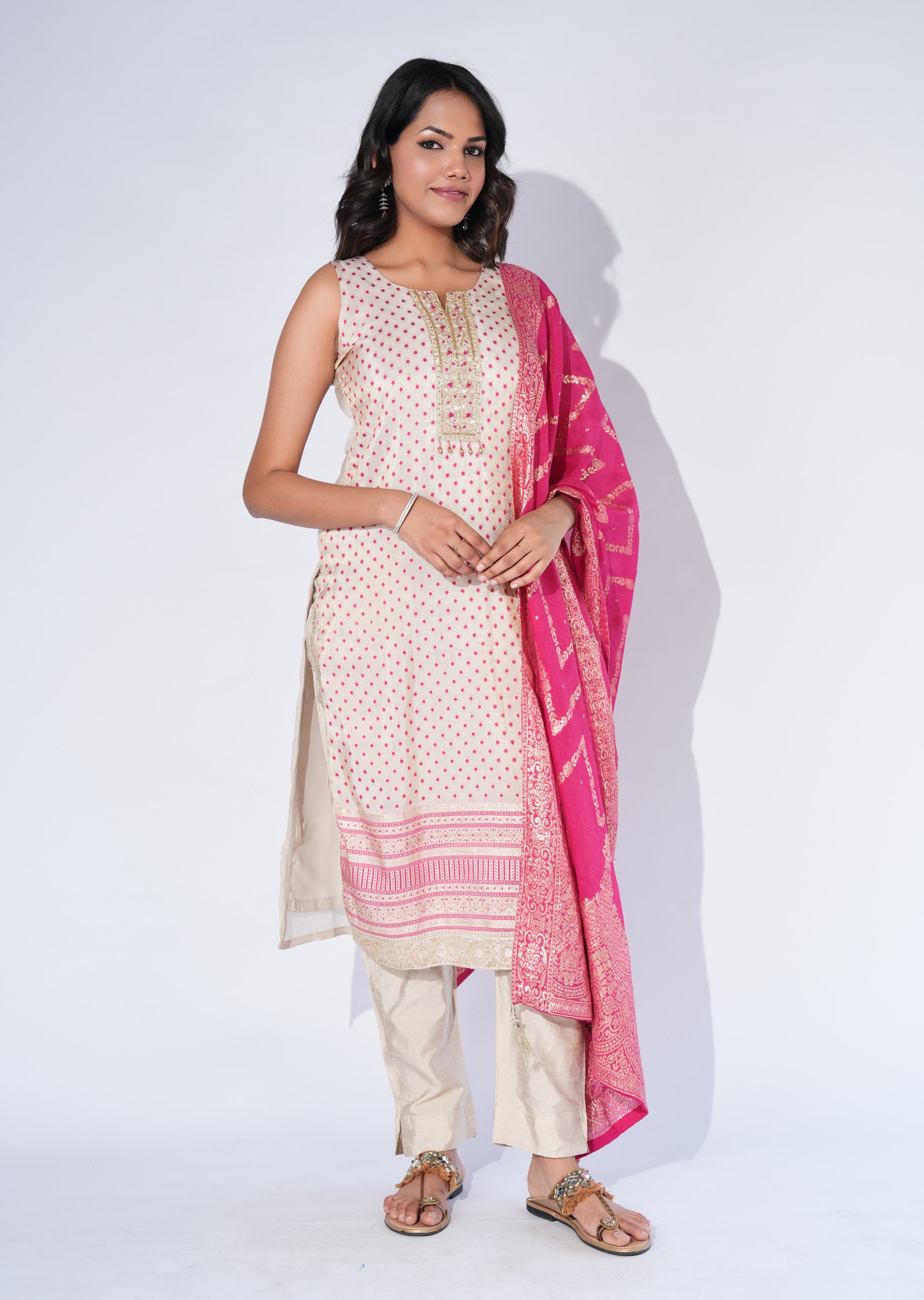 Pink Tissue Straight cut Suit