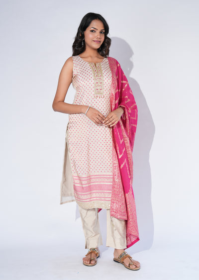 Pink Tissue Straight cut Suit