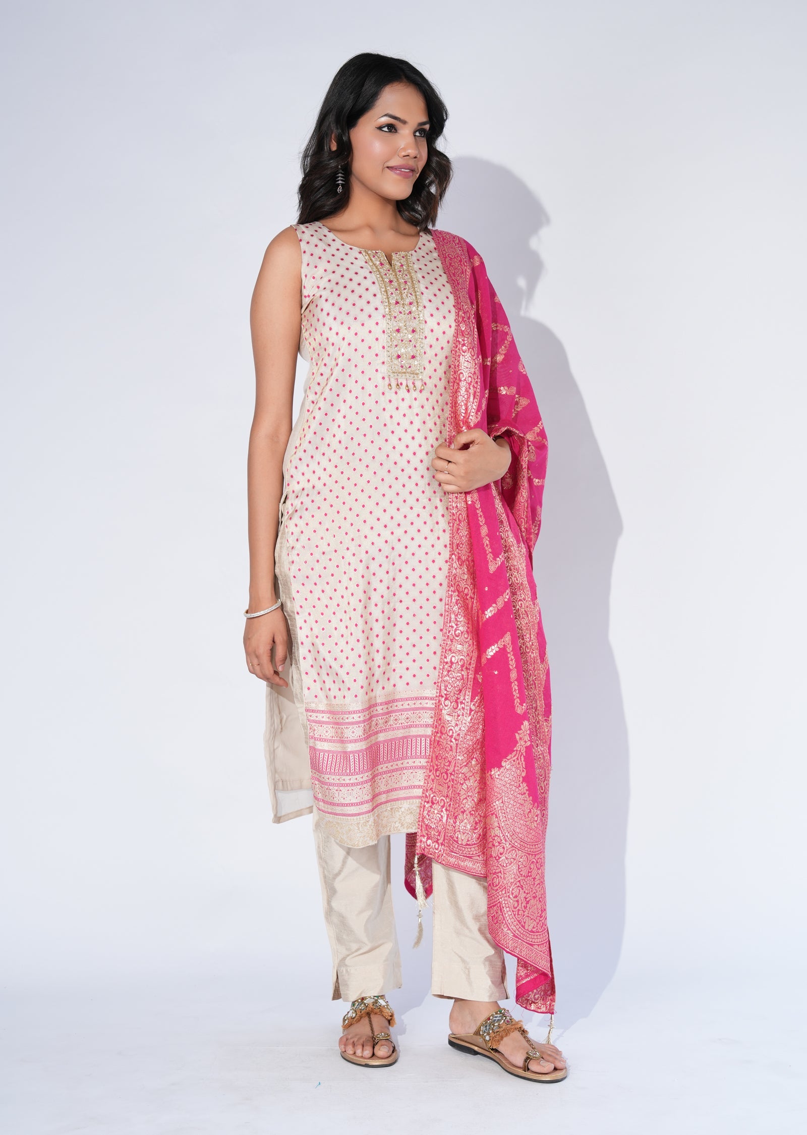 Pink Tissue Straight cut Suit