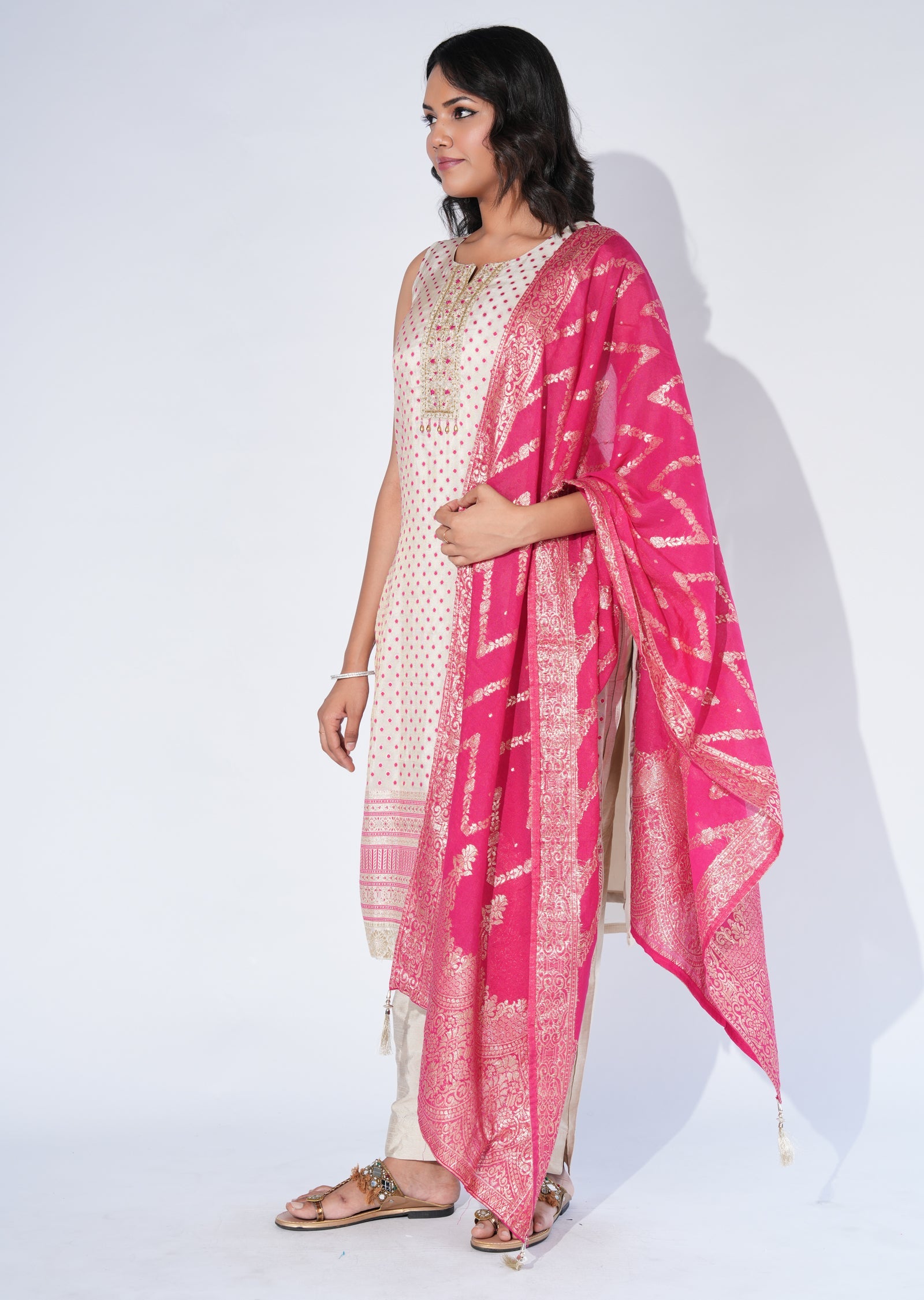 Pink Tissue Straight cut Suit