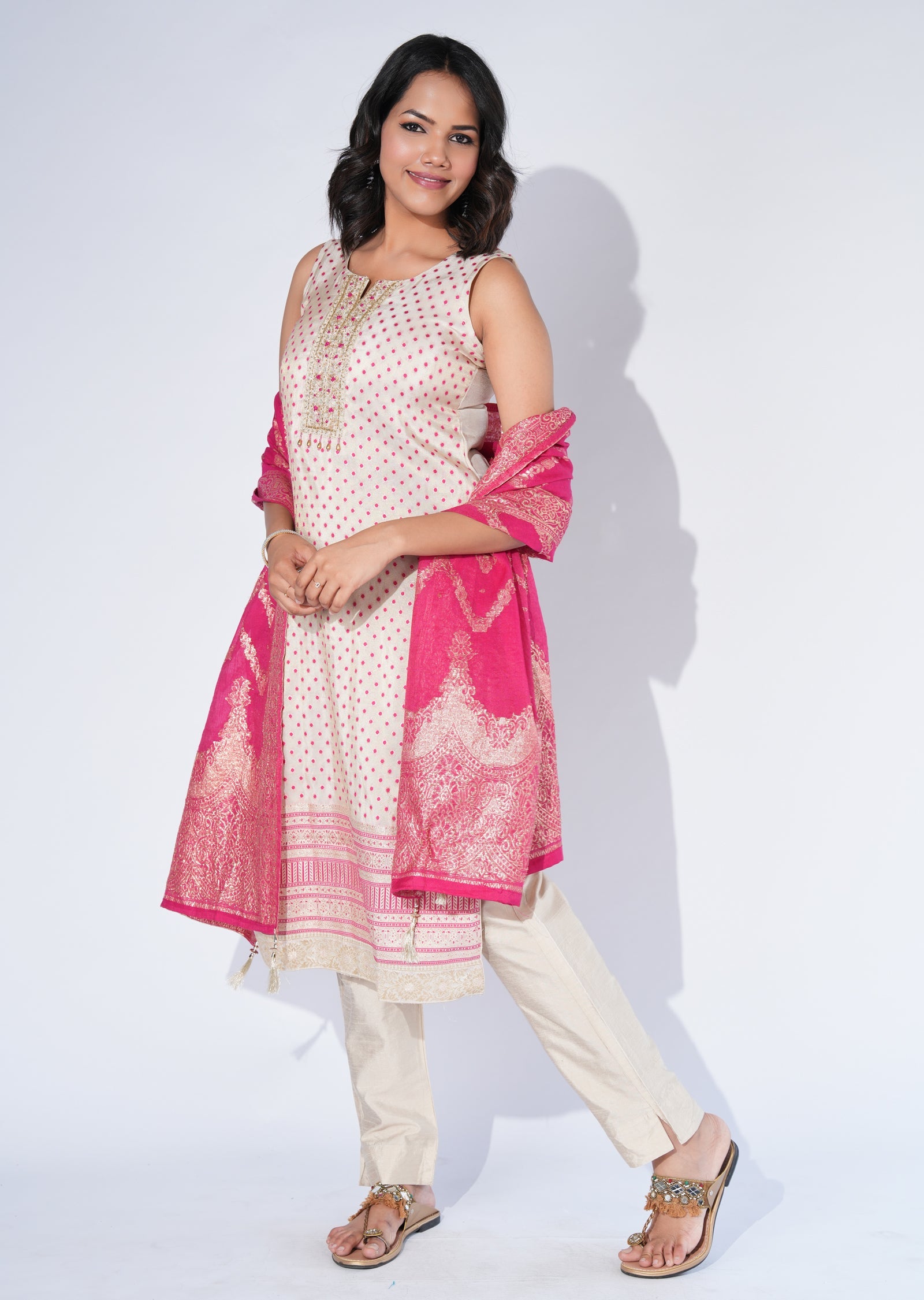 Pink Tissue Straight cut Suit