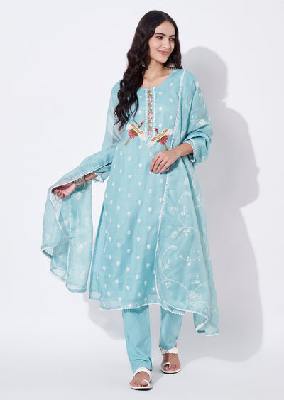 Blue Straight cut Suit