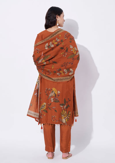 Rust Cotton Straight cut suit