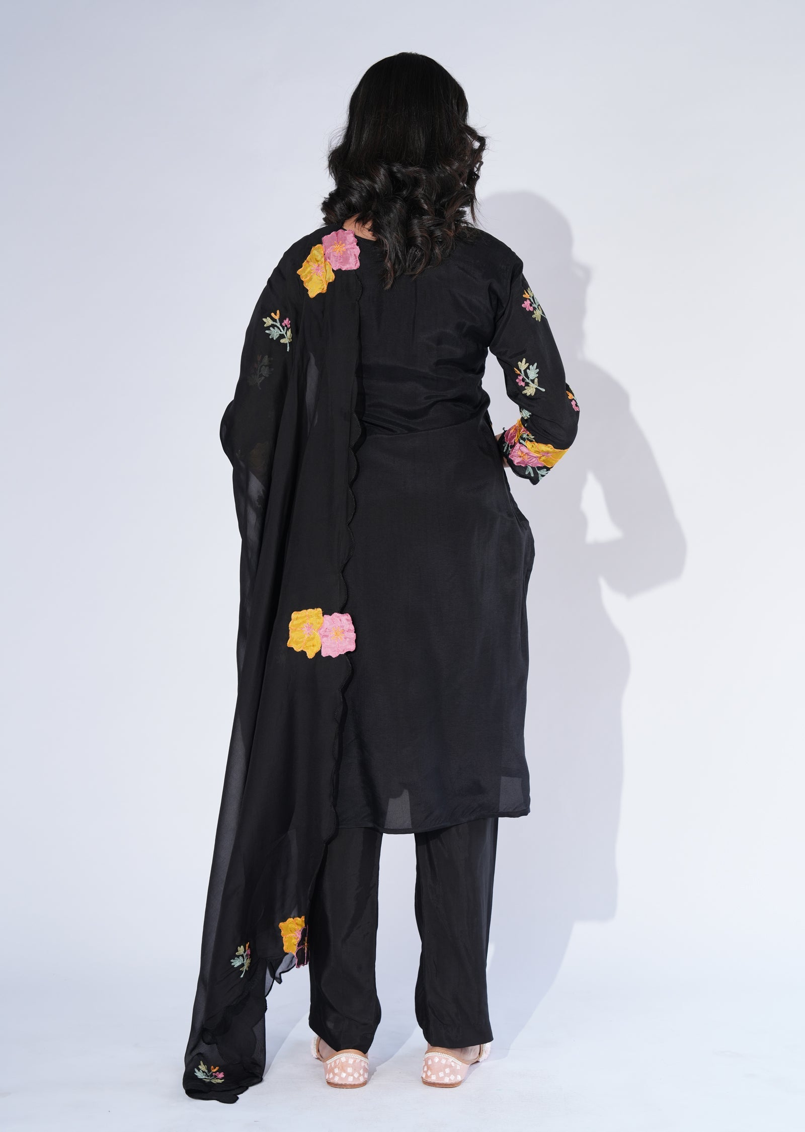 Black Silk Straight cut Suit