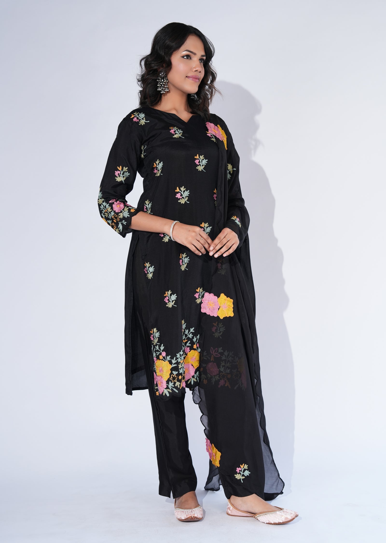 Black Silk Straight cut Suit