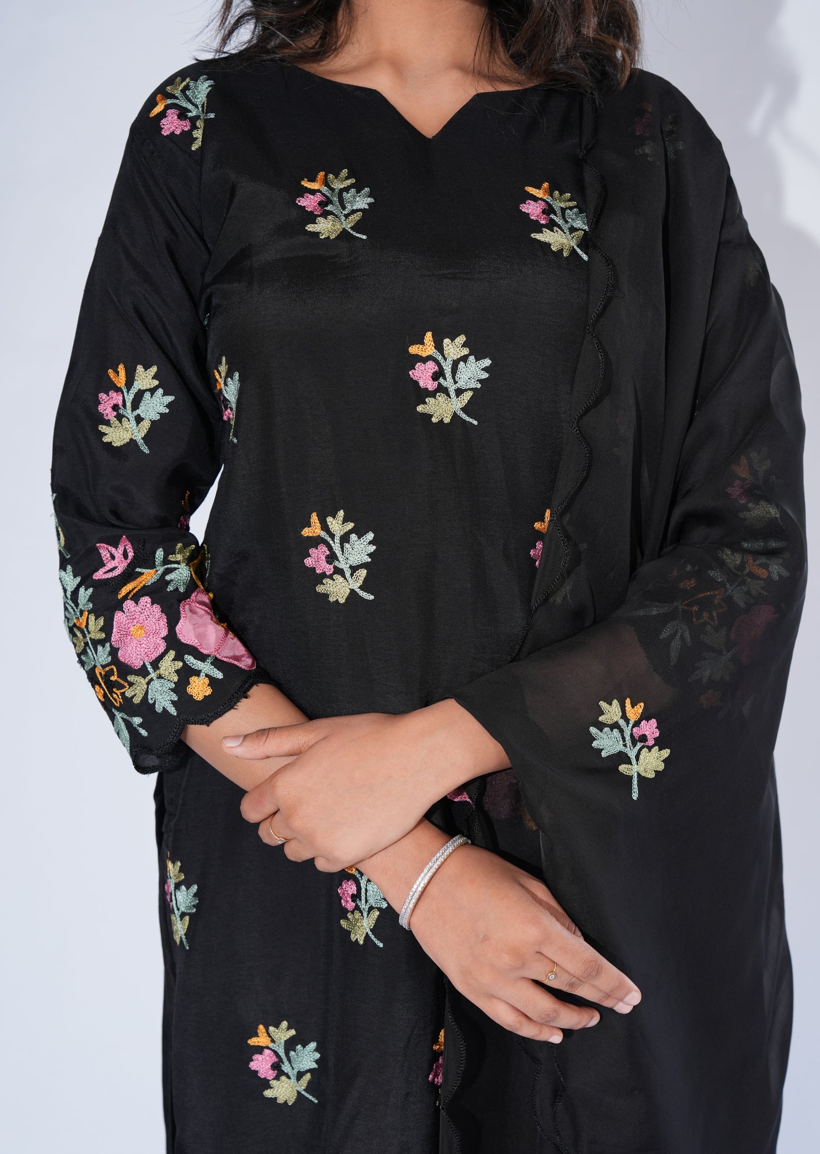 Black Silk Straight cut Suit