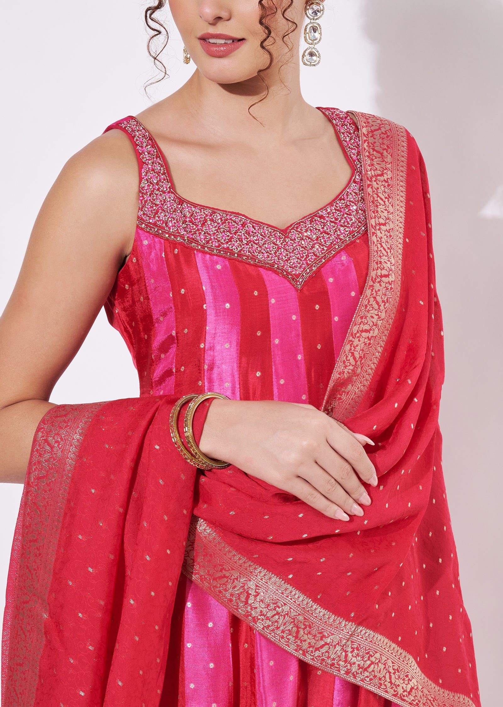 Pink Silk Anarkali Suit