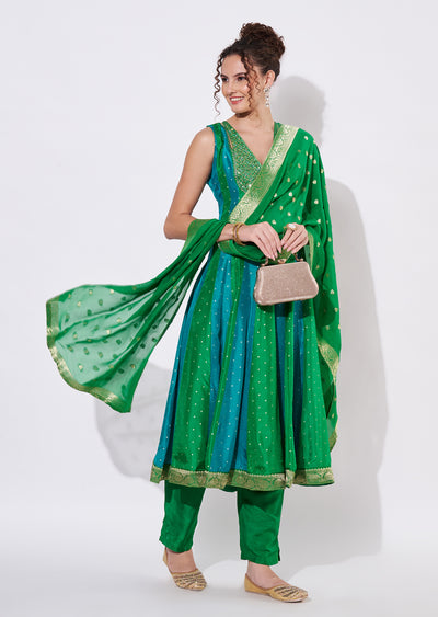 Green Silk Anarkali Suit