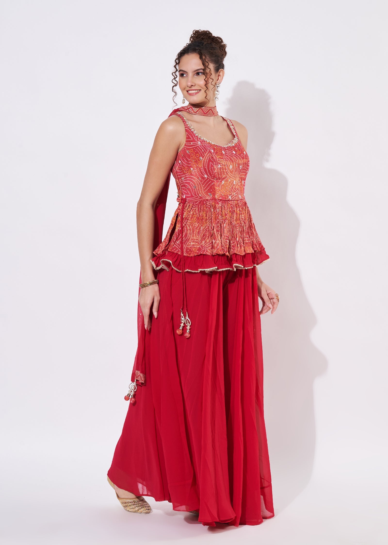 Pink Tissue Sharara Set