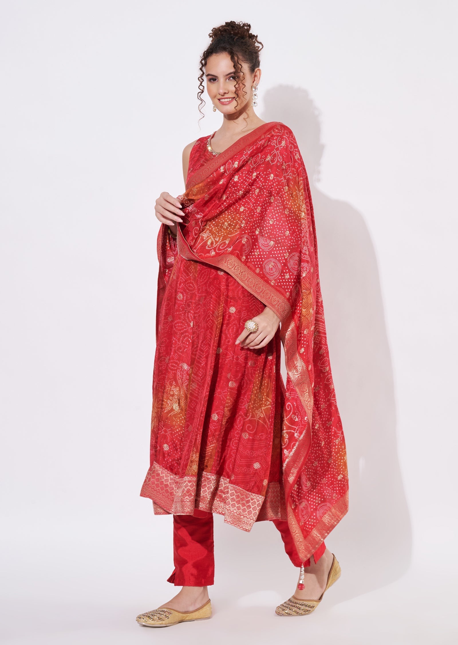 Pink Chinnon Anarkali Suit