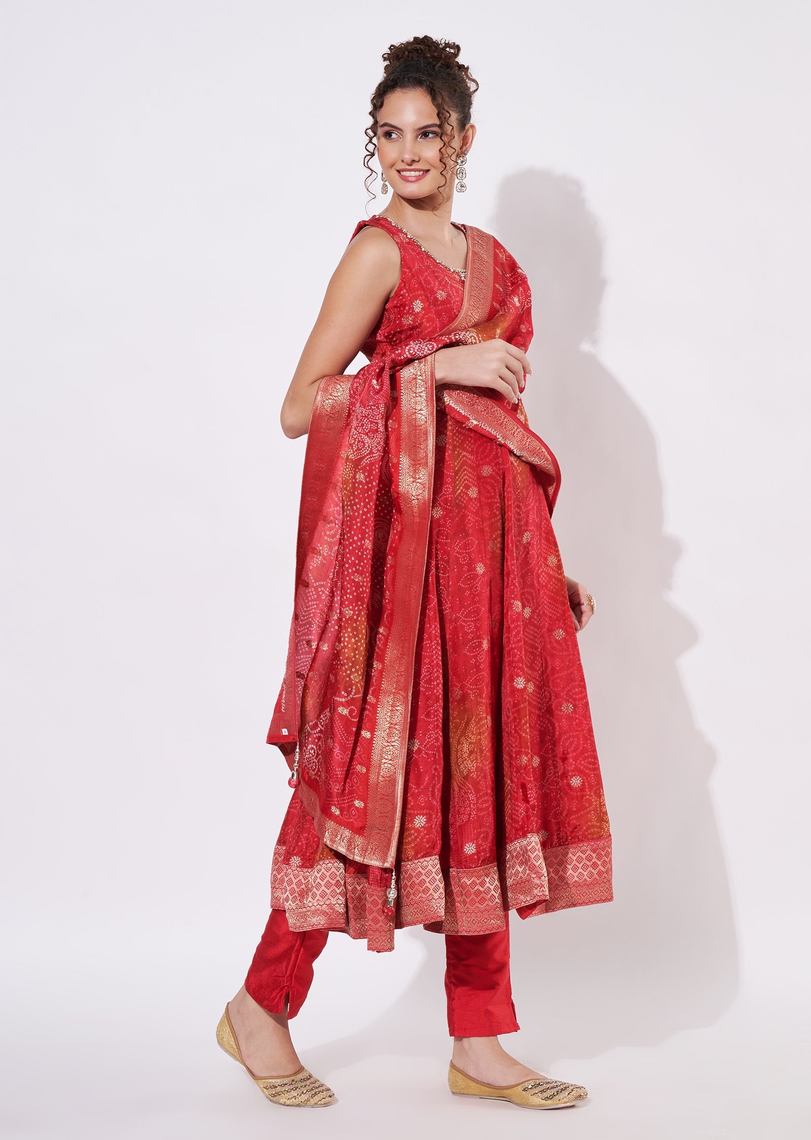 Pink Chinnon Anarkali Suit