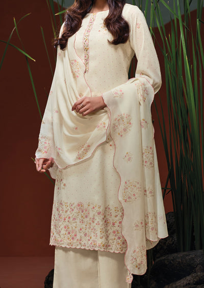 Cream Muslin Straight cut Suit
