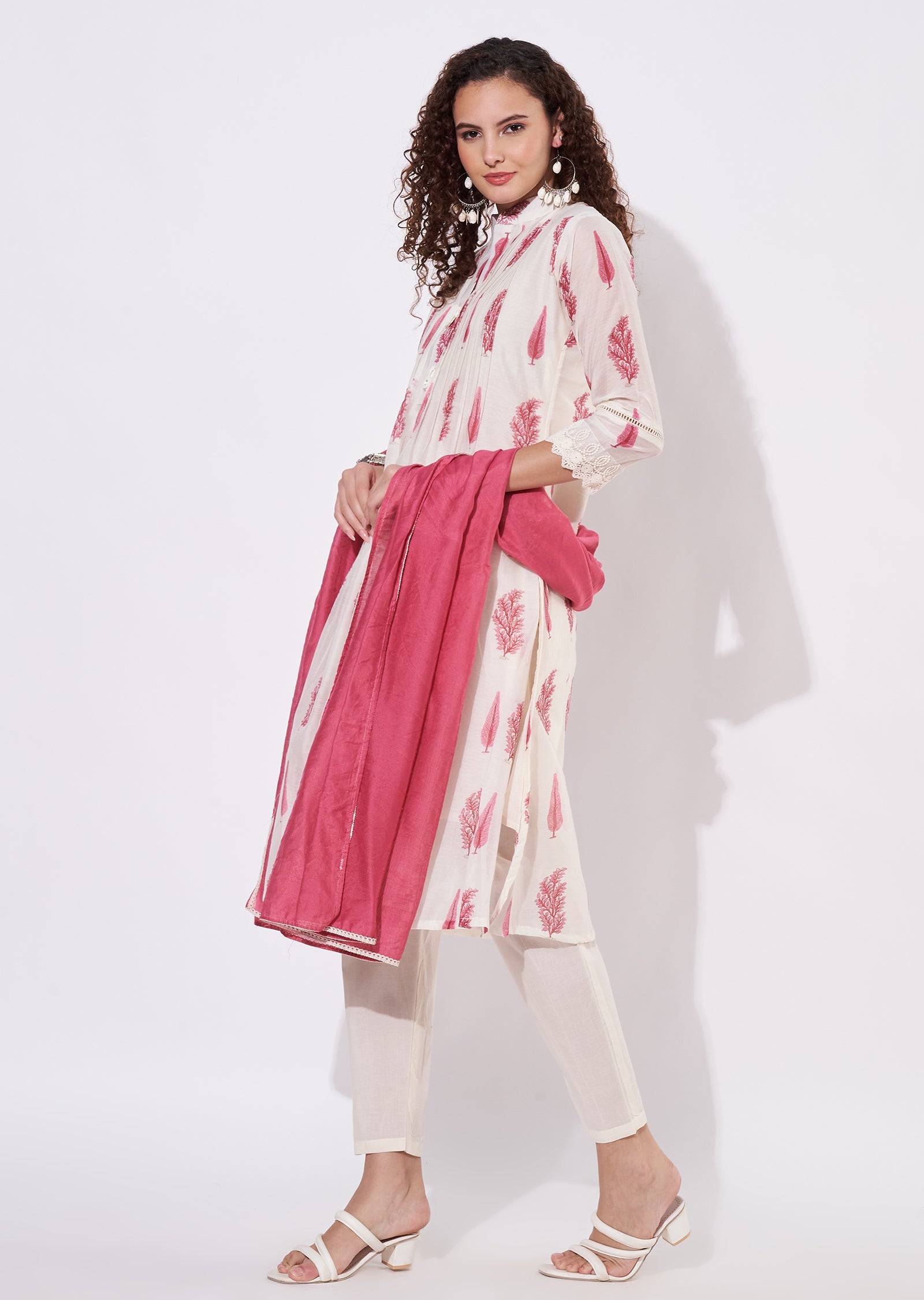 Pink Chanderi Anarkali Suit