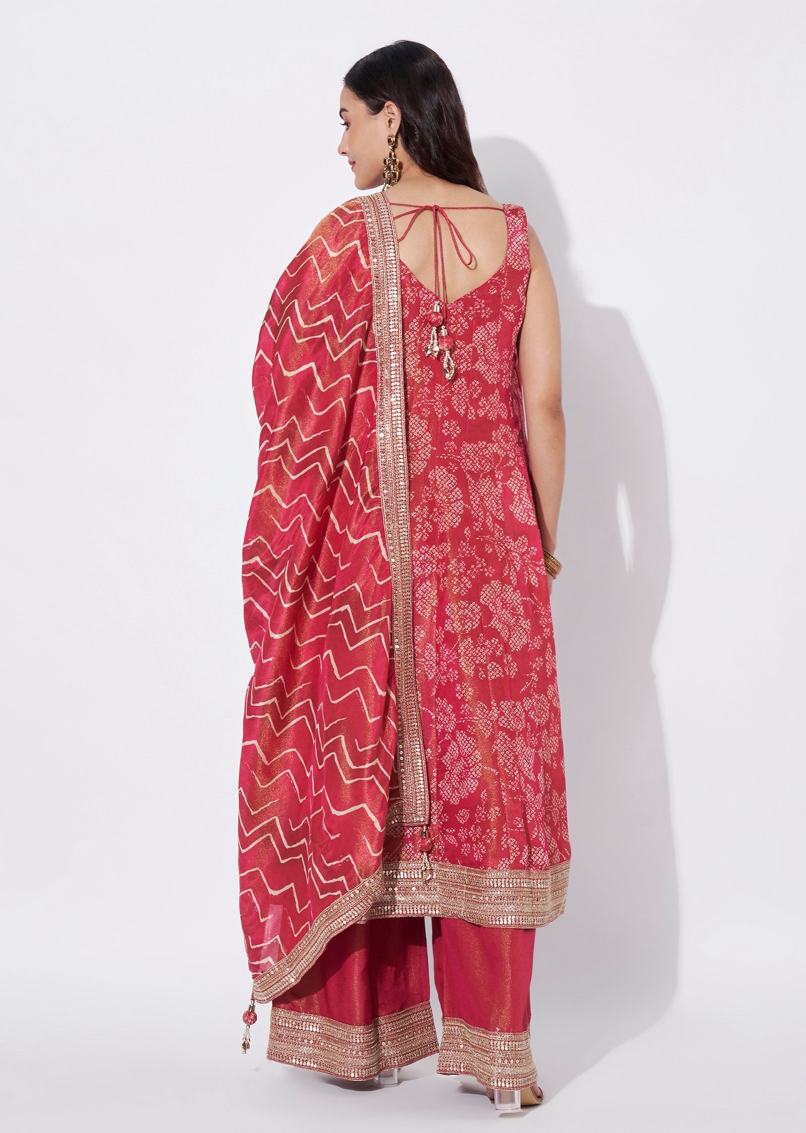 Pink Tissue Anarkali Suit