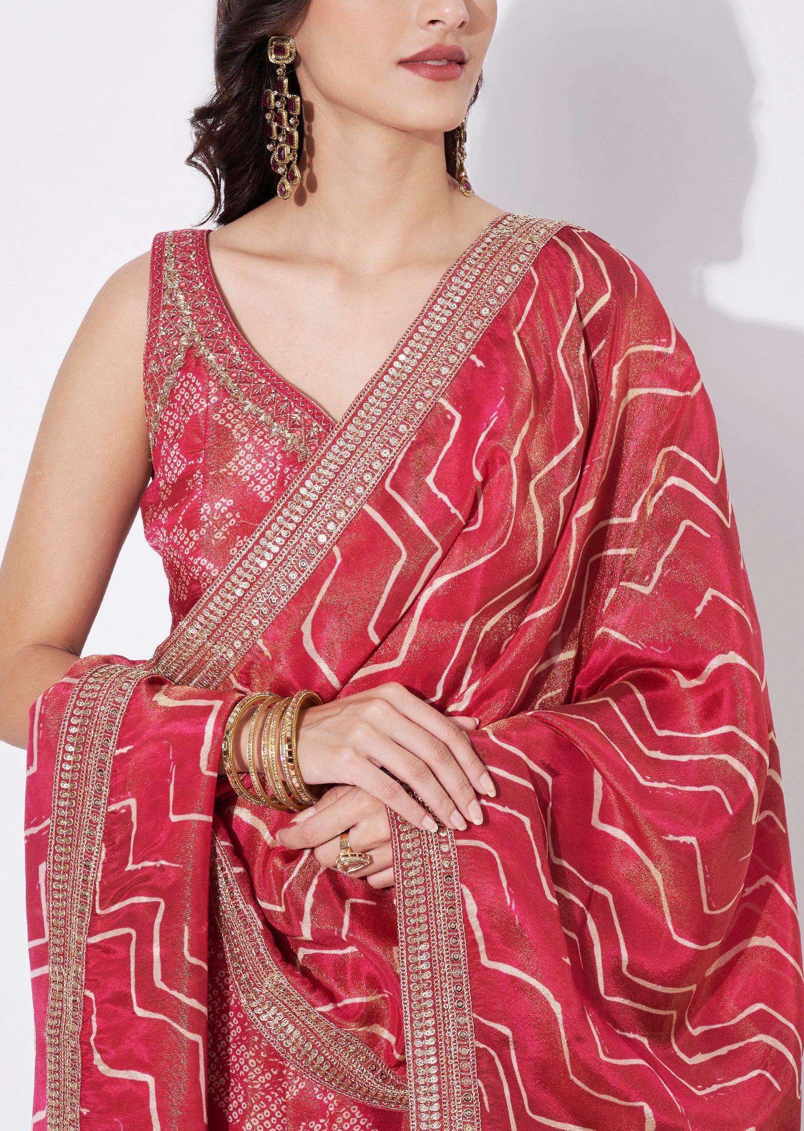 Pink Tissue Anarkali Suit