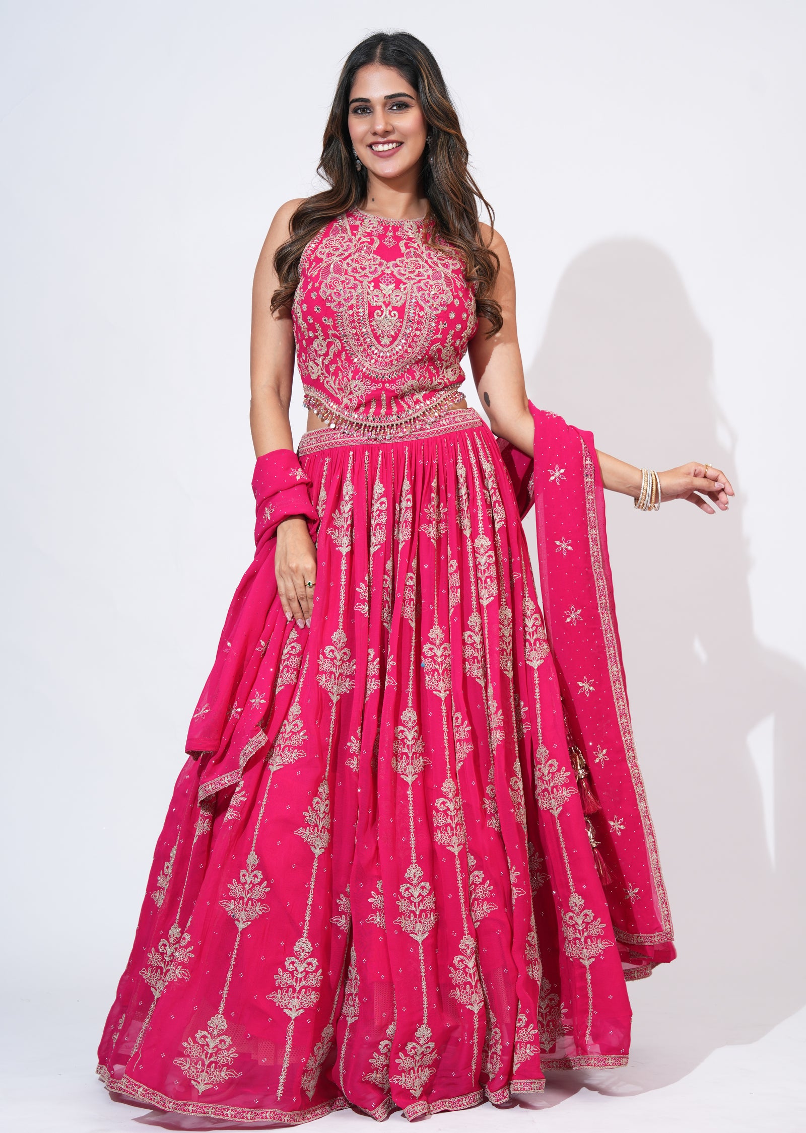 Pink Georgette Lehenga Set