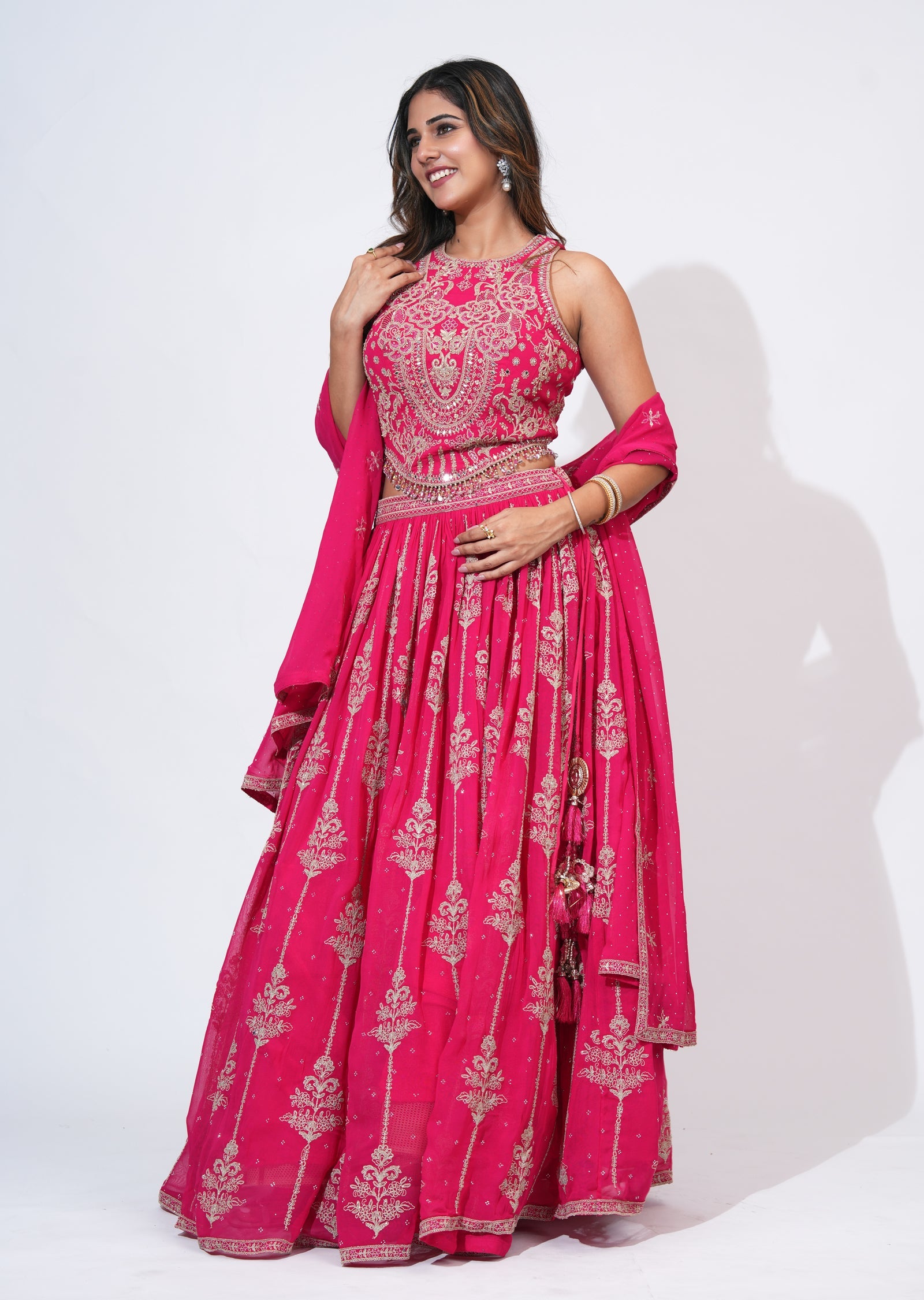 Pink Georgette Lehenga Set