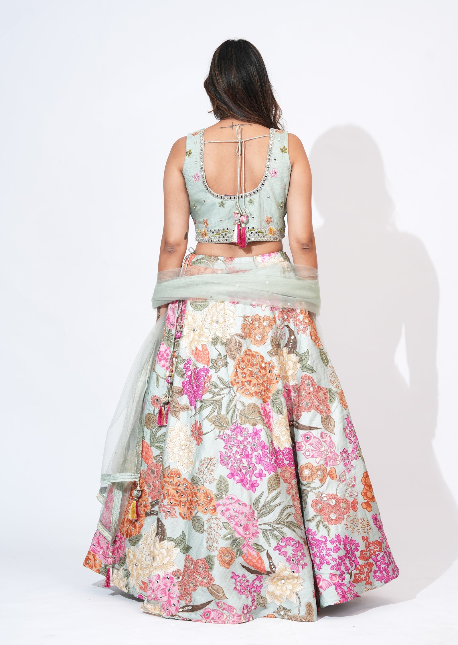 Green Silk Lehenga Set