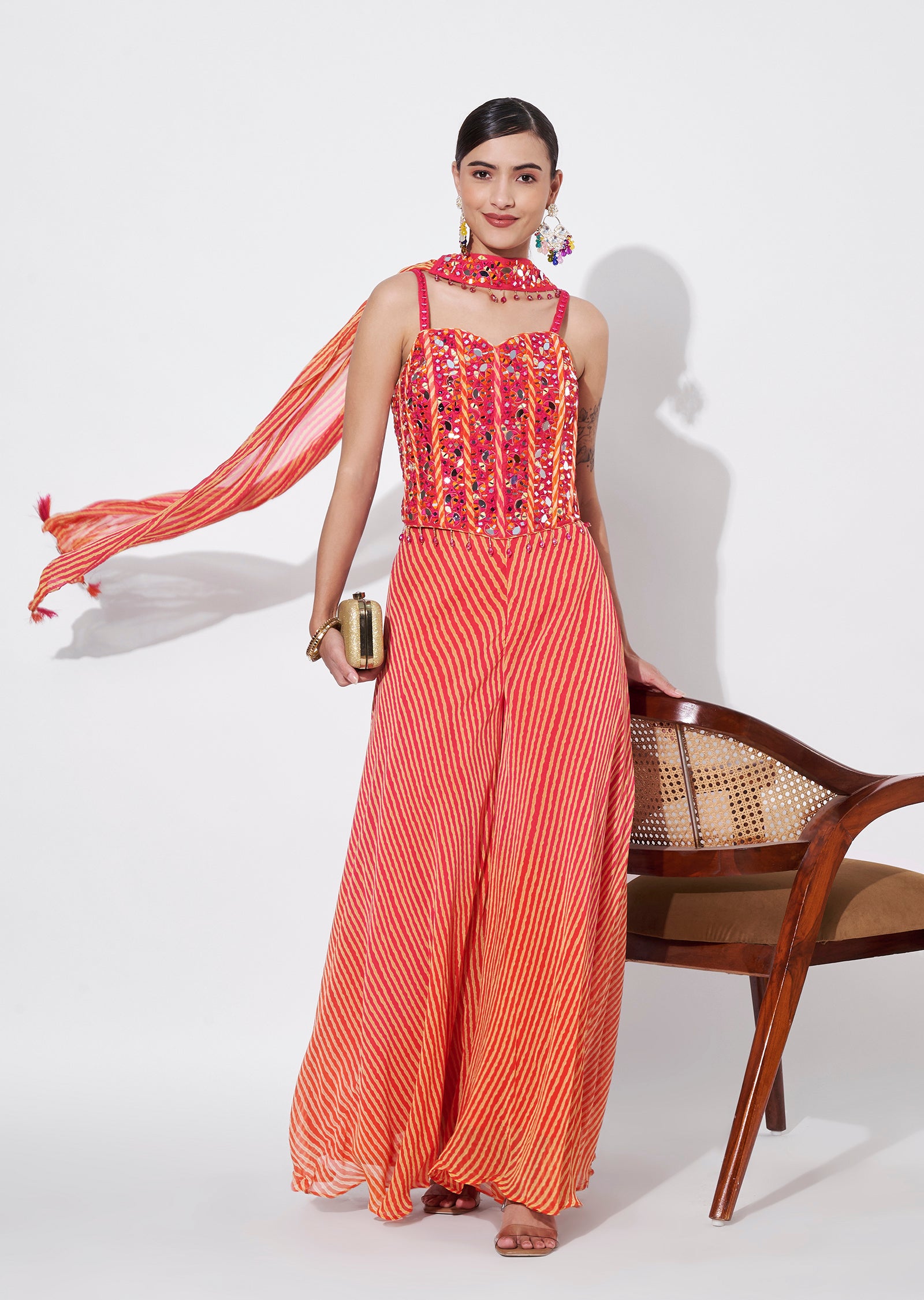 Pink Silk Indowestern set