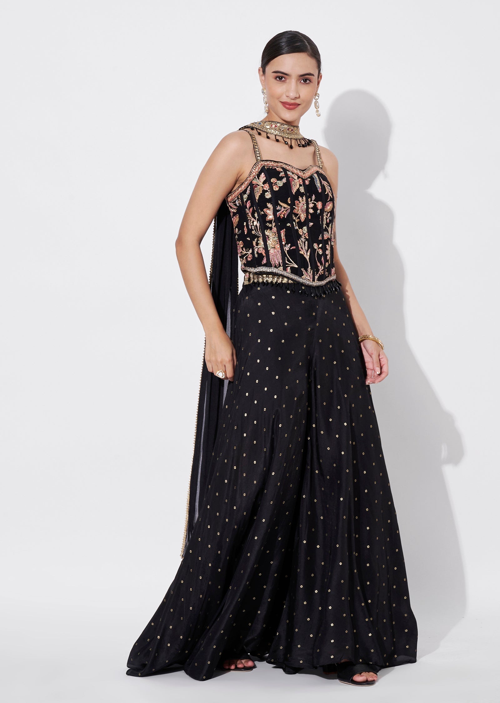 Black Silk Indowestern set