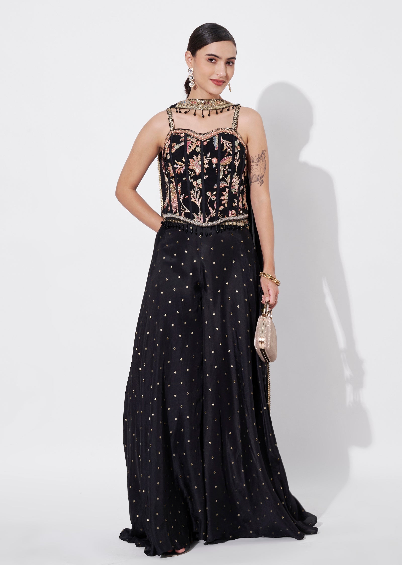 Black Silk Indowestern set