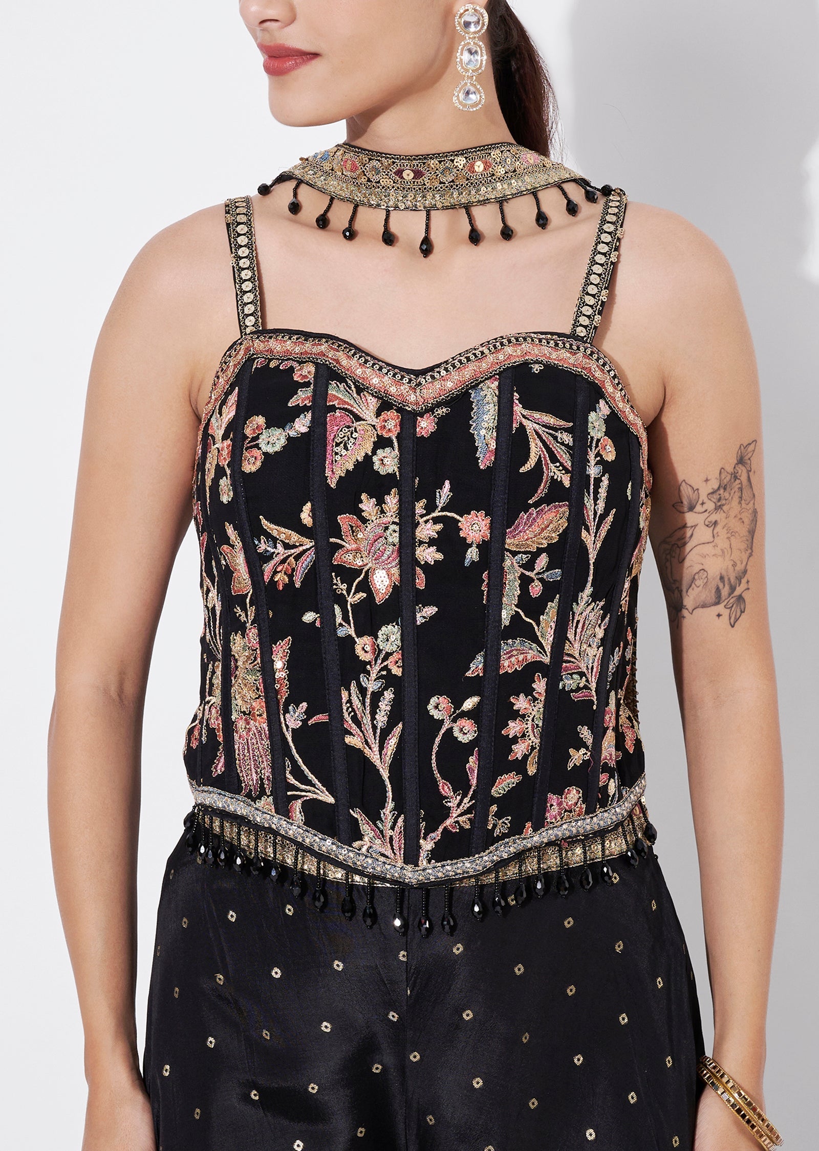 Black Silk Indowestern set