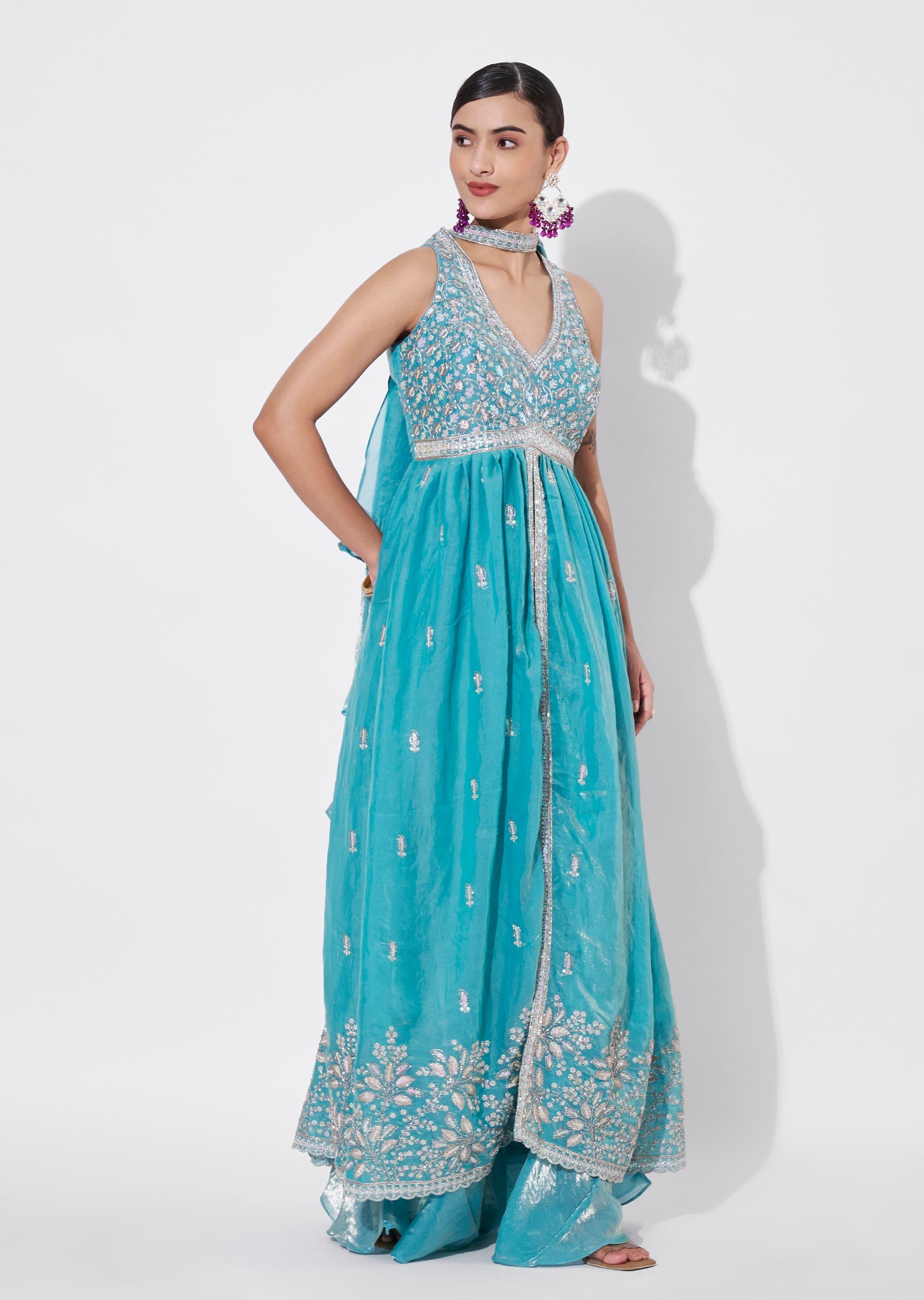 Aqua Anarkali Suit