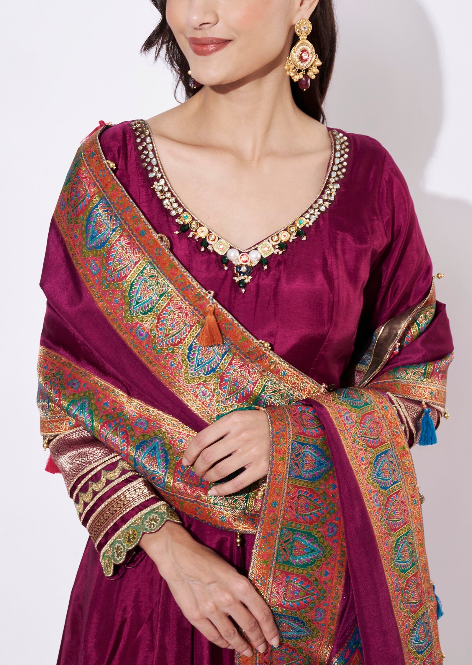 Wine Silk Anarkali Suit