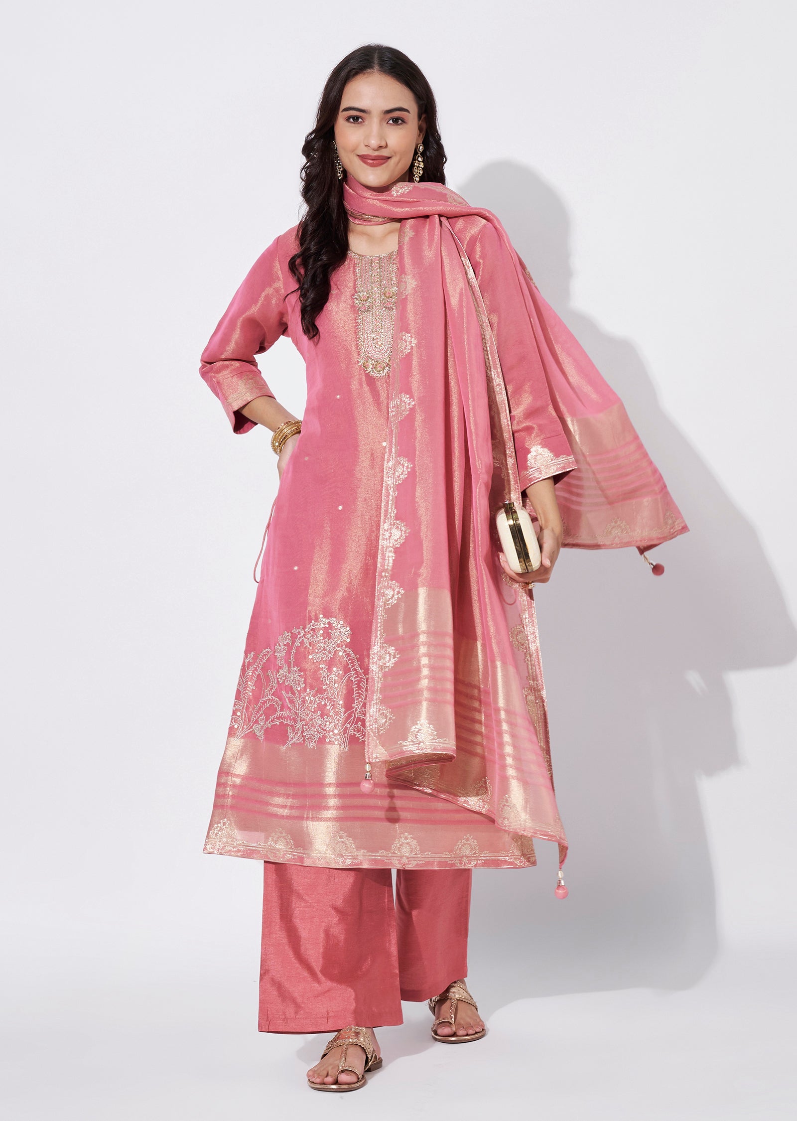 Light Pink Tissue Straight Cut Suit