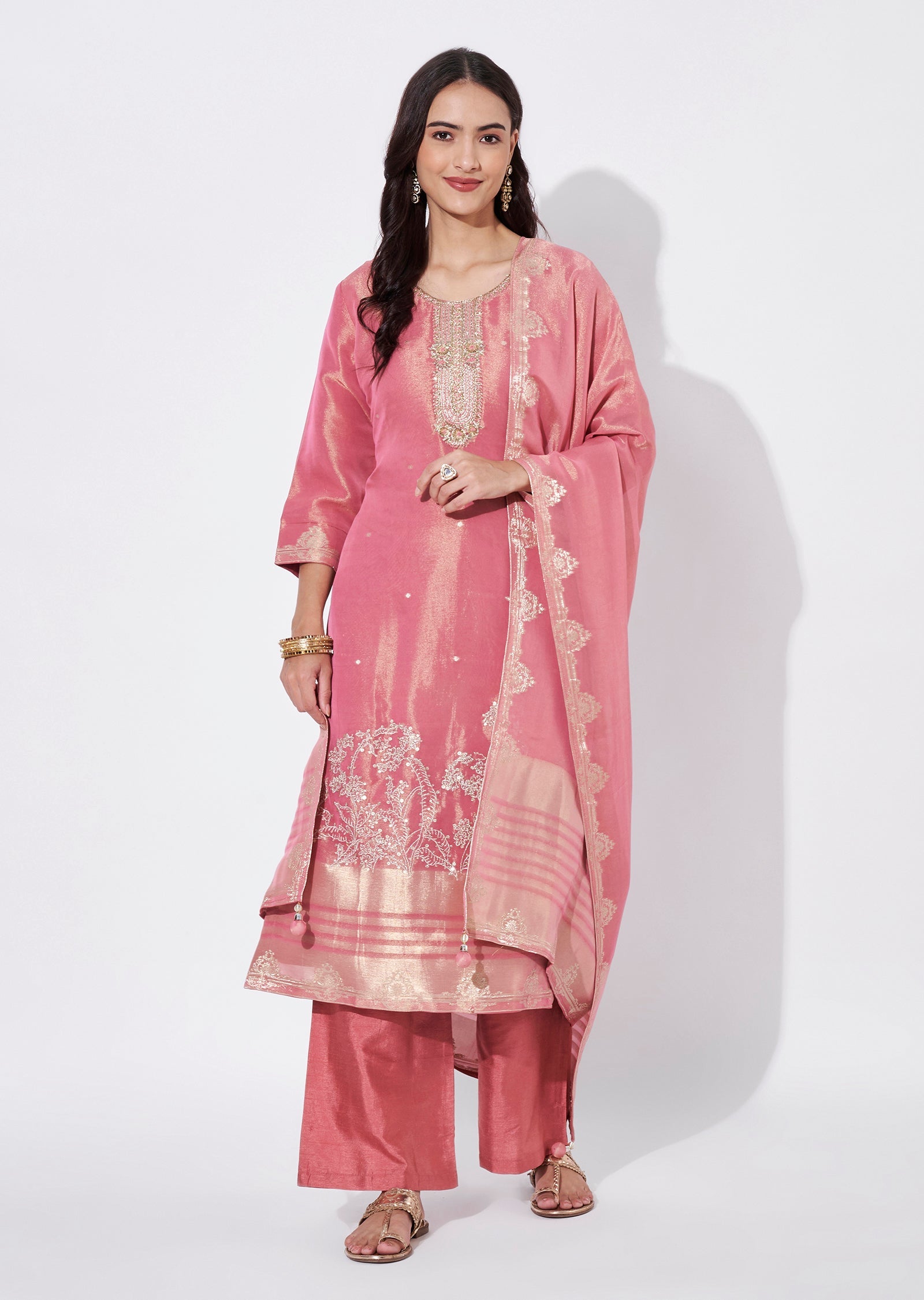 Light Pink Tissue Straight Cut Suit