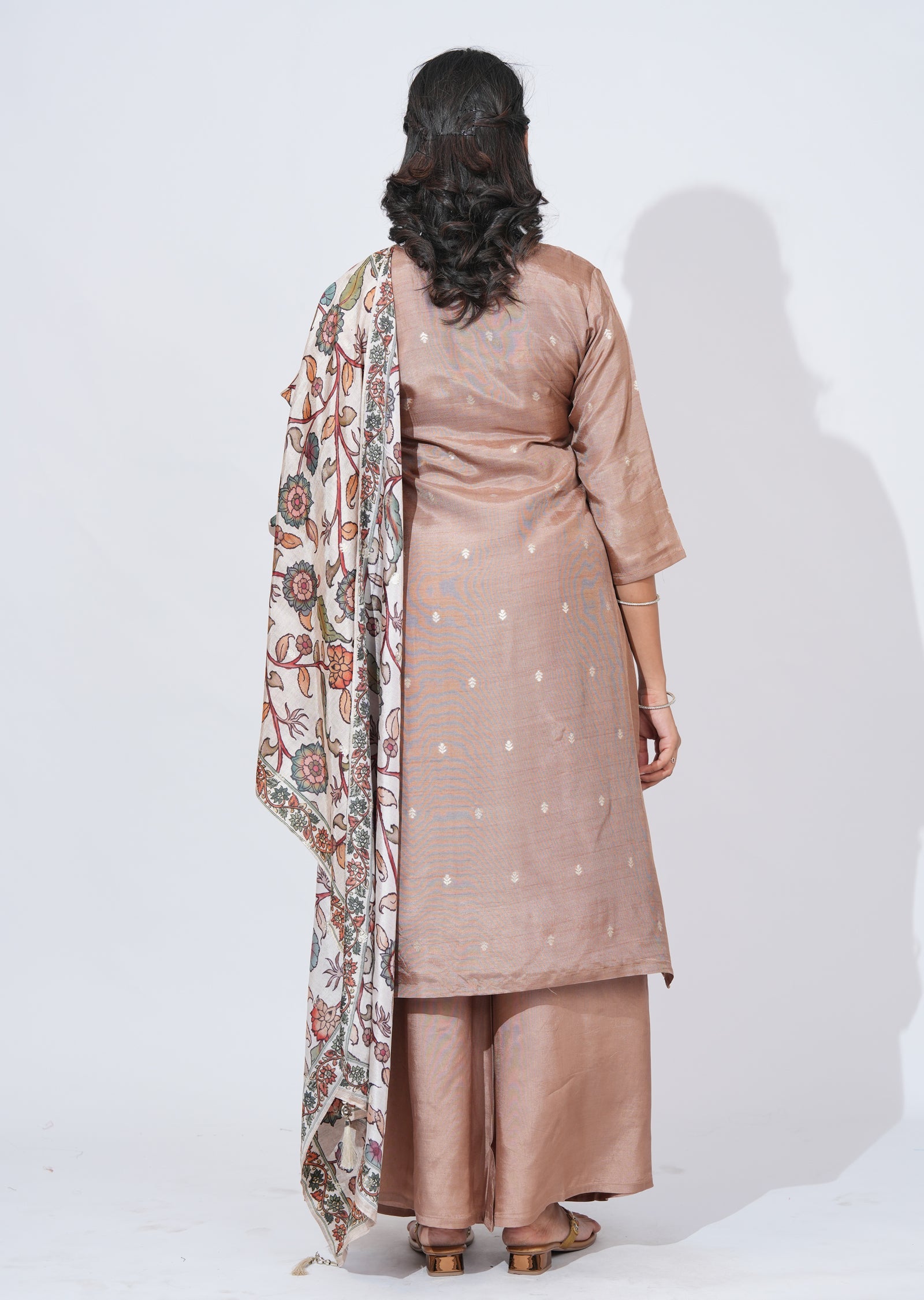 Brown Silk Sharara Set