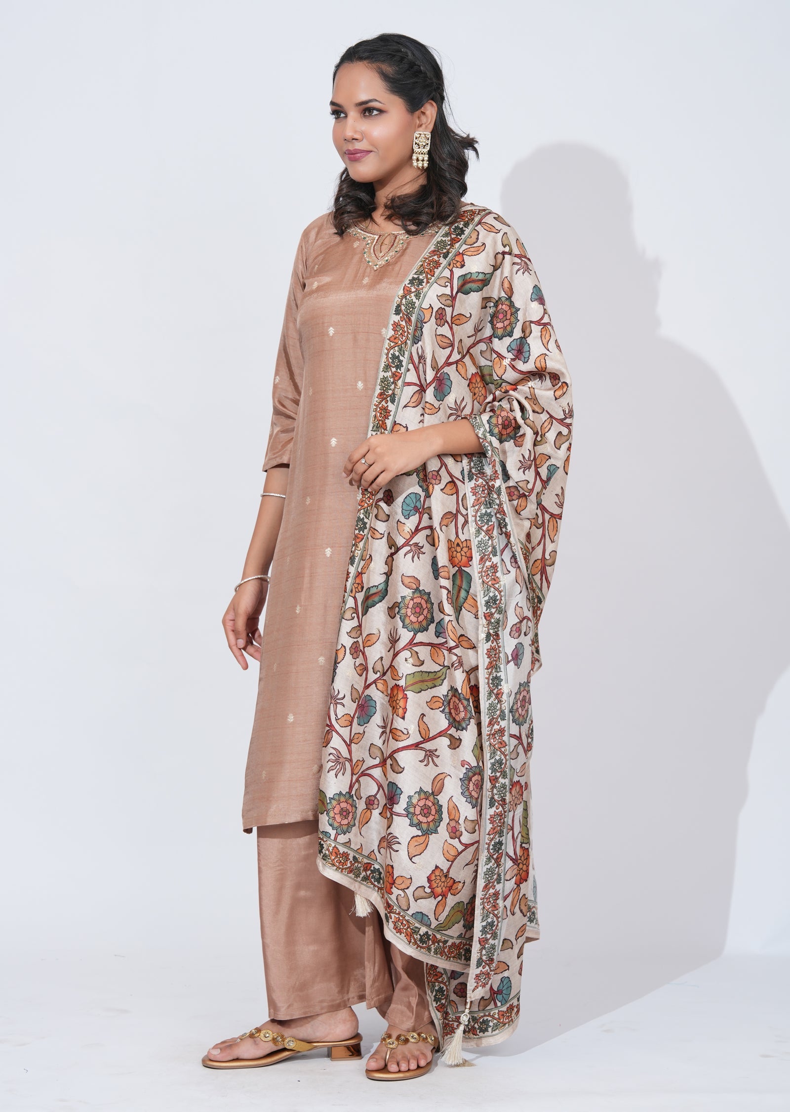 Brown Silk Sharara Set