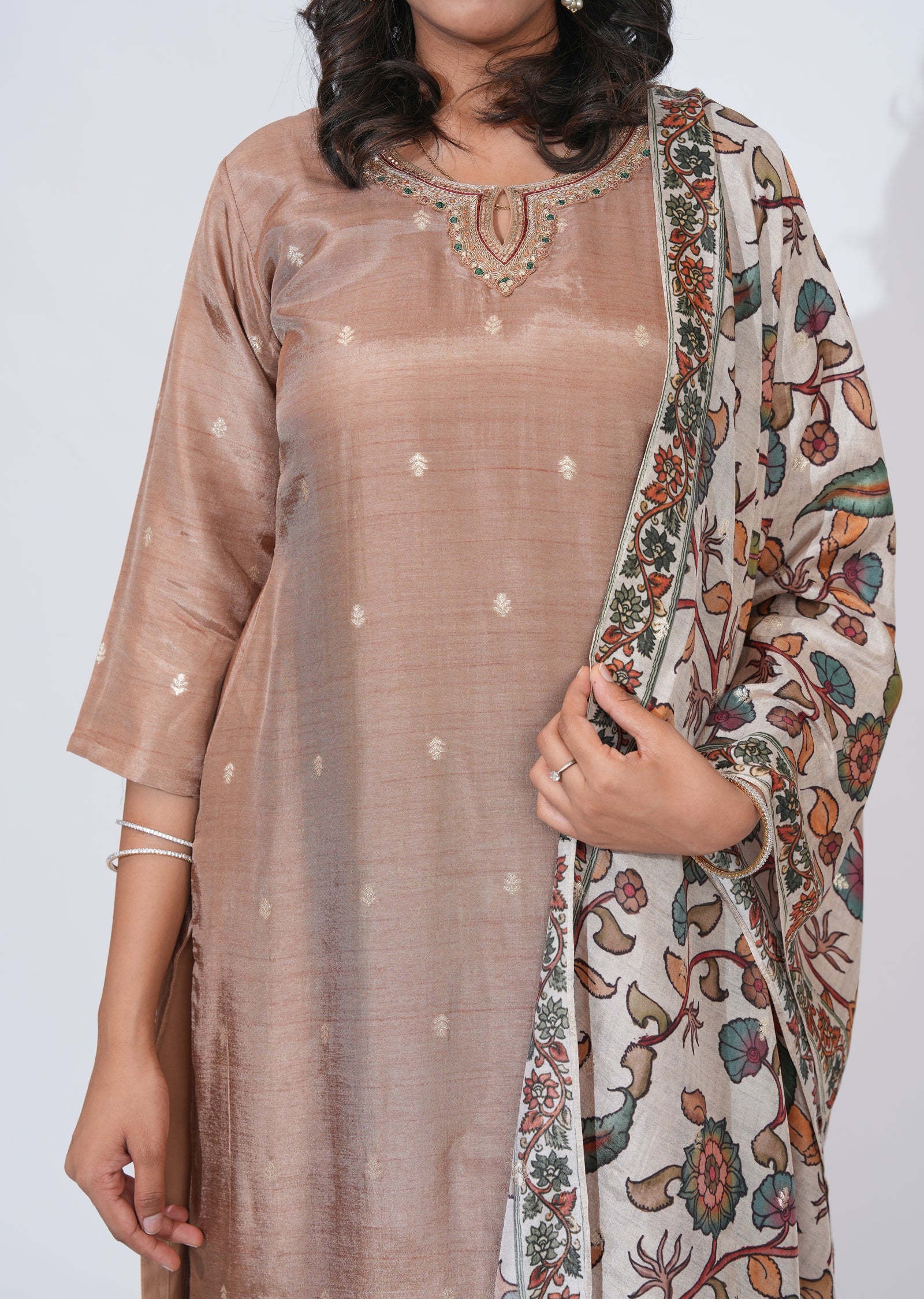 Brown Silk Sharara Set