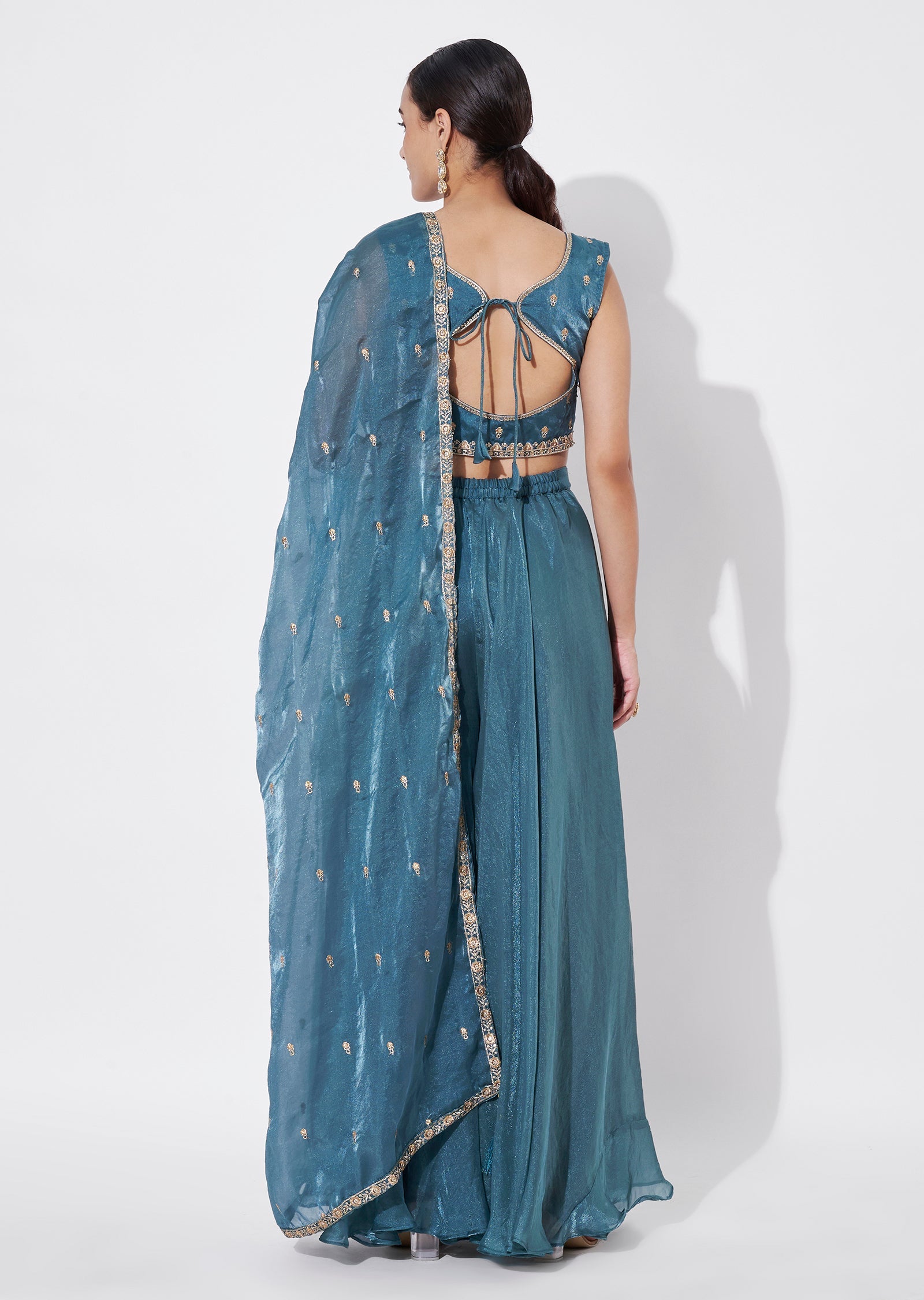 Blue Tissue Indowestern set