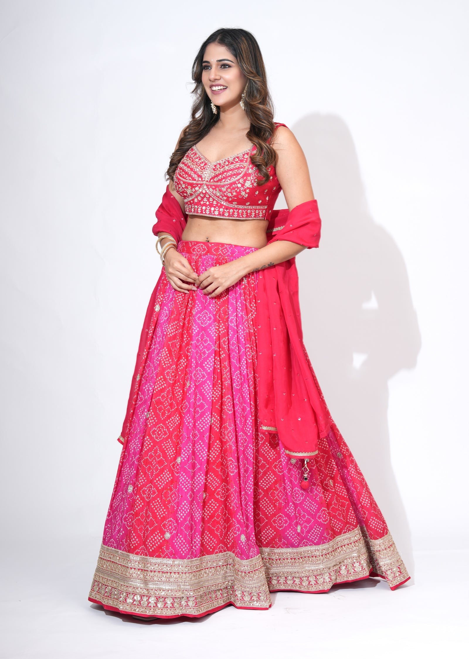 Pink Georgette Lehenga Set