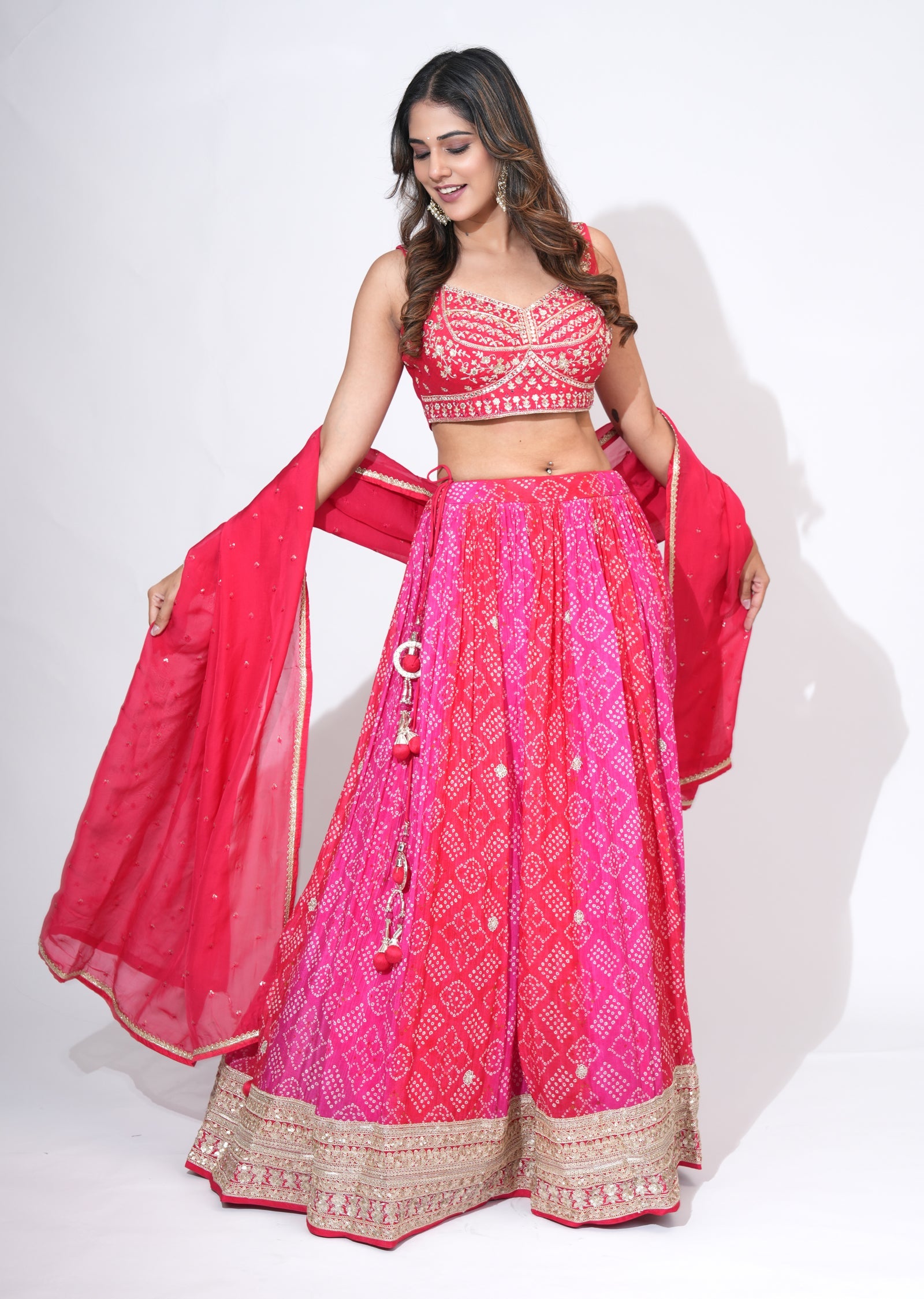 Pink Georgette Lehenga Set