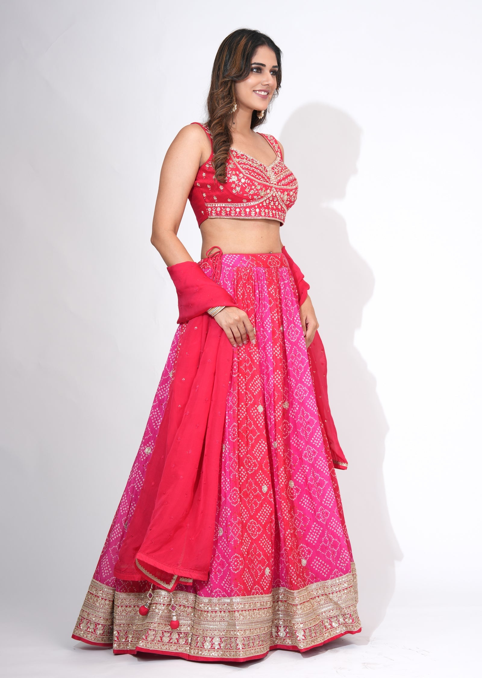 Pink Georgette Lehenga Set