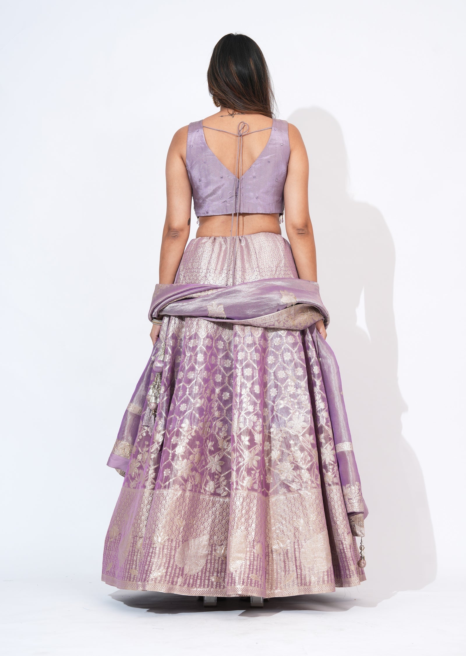 Mauve Tissue Lehenga Set