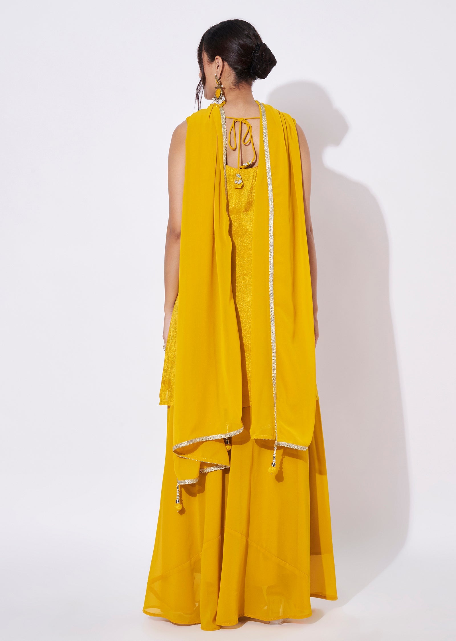 Mustard Tissue Sharara Set