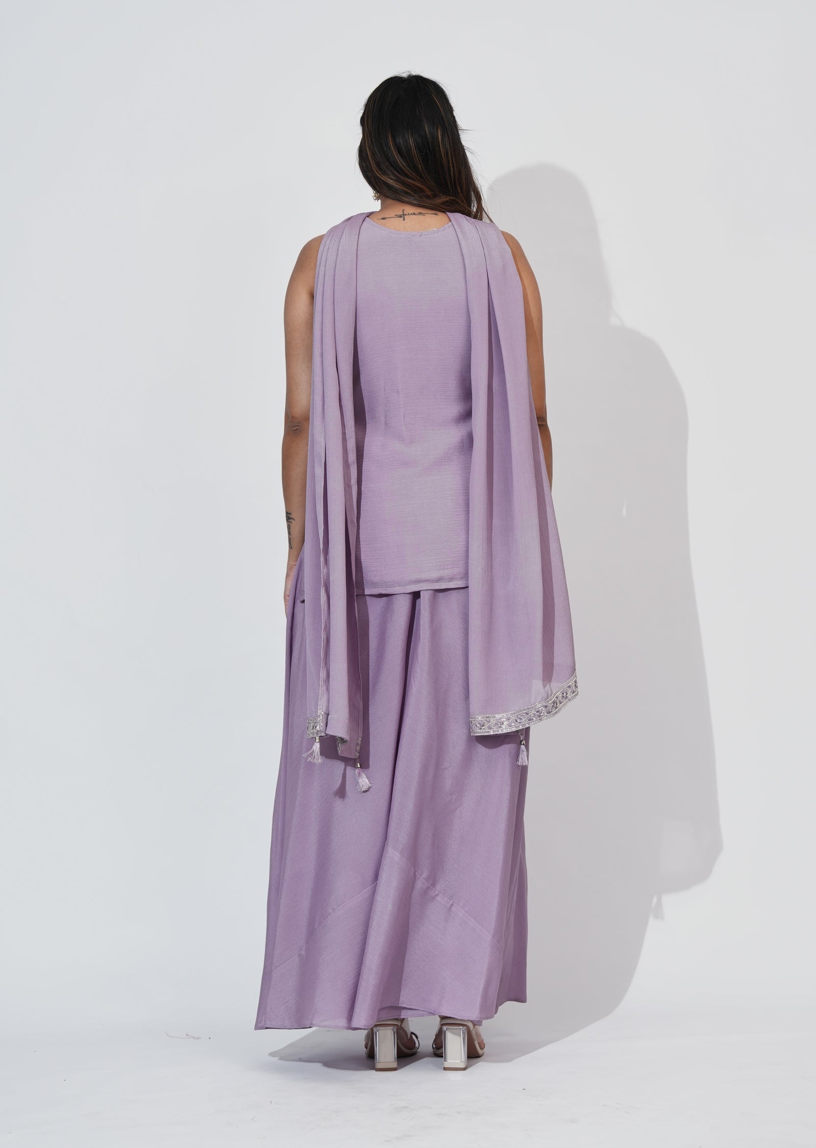 Lavender Silk Sharara Set