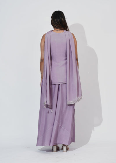 Lavender Silk Sharara Set