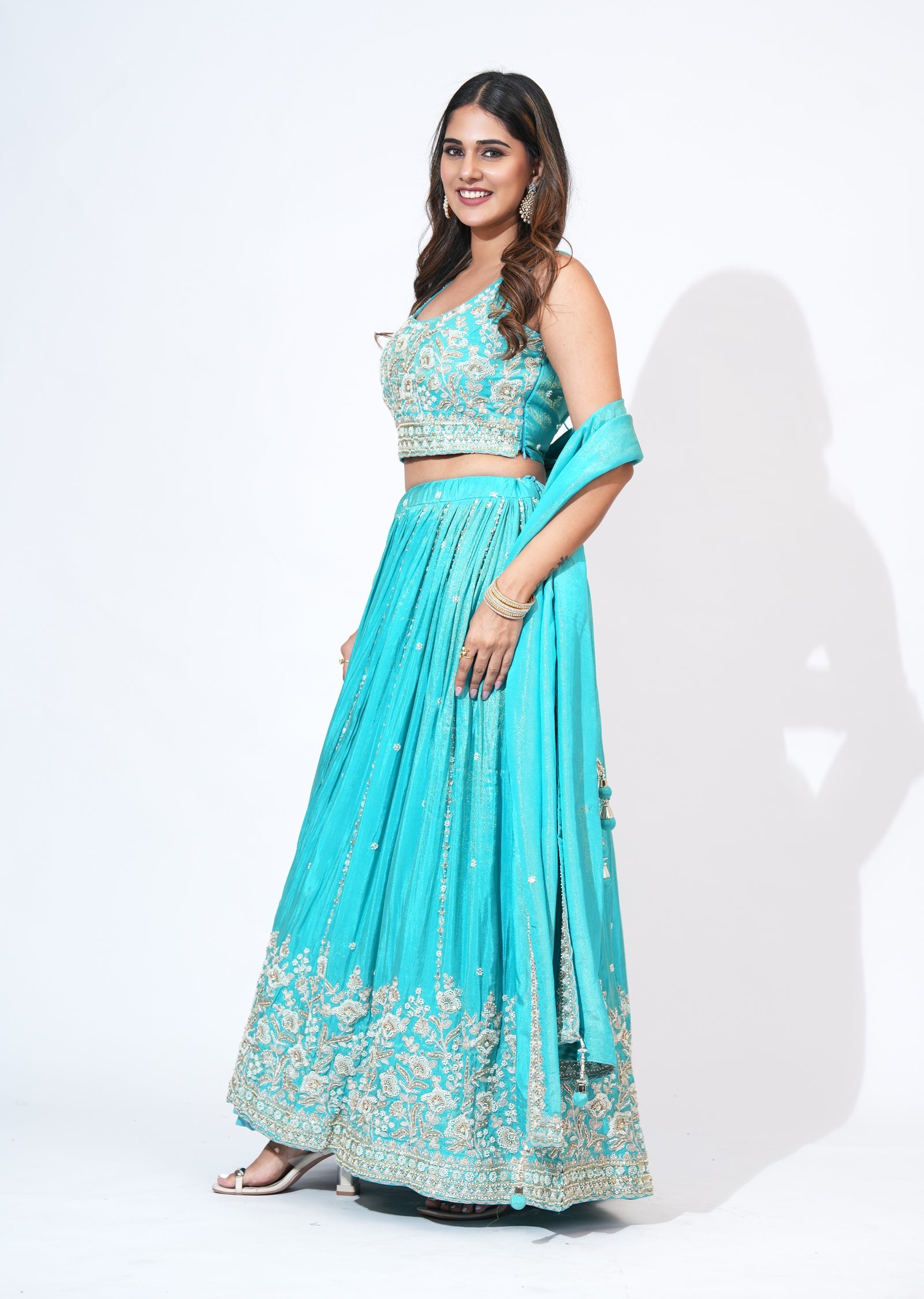 Blue Silk Lehenga Set