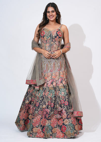 Floral corset lehenga