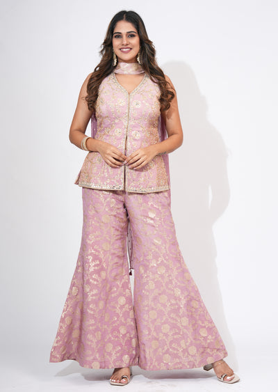 Pink Tissue Sharara Set