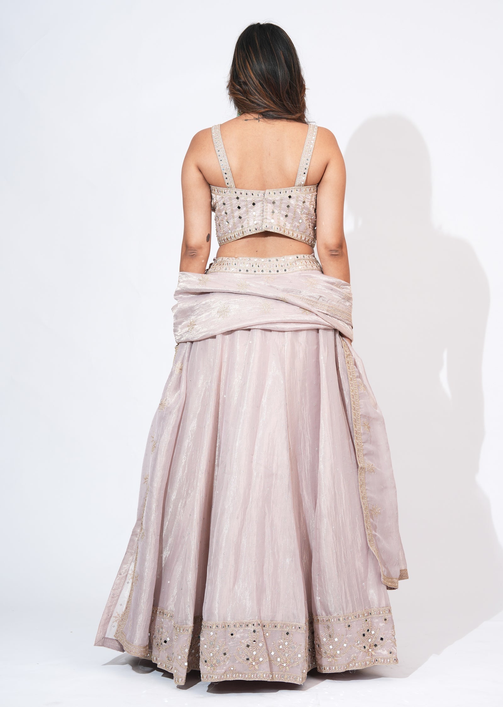 Pink Tissue Lehenga Set