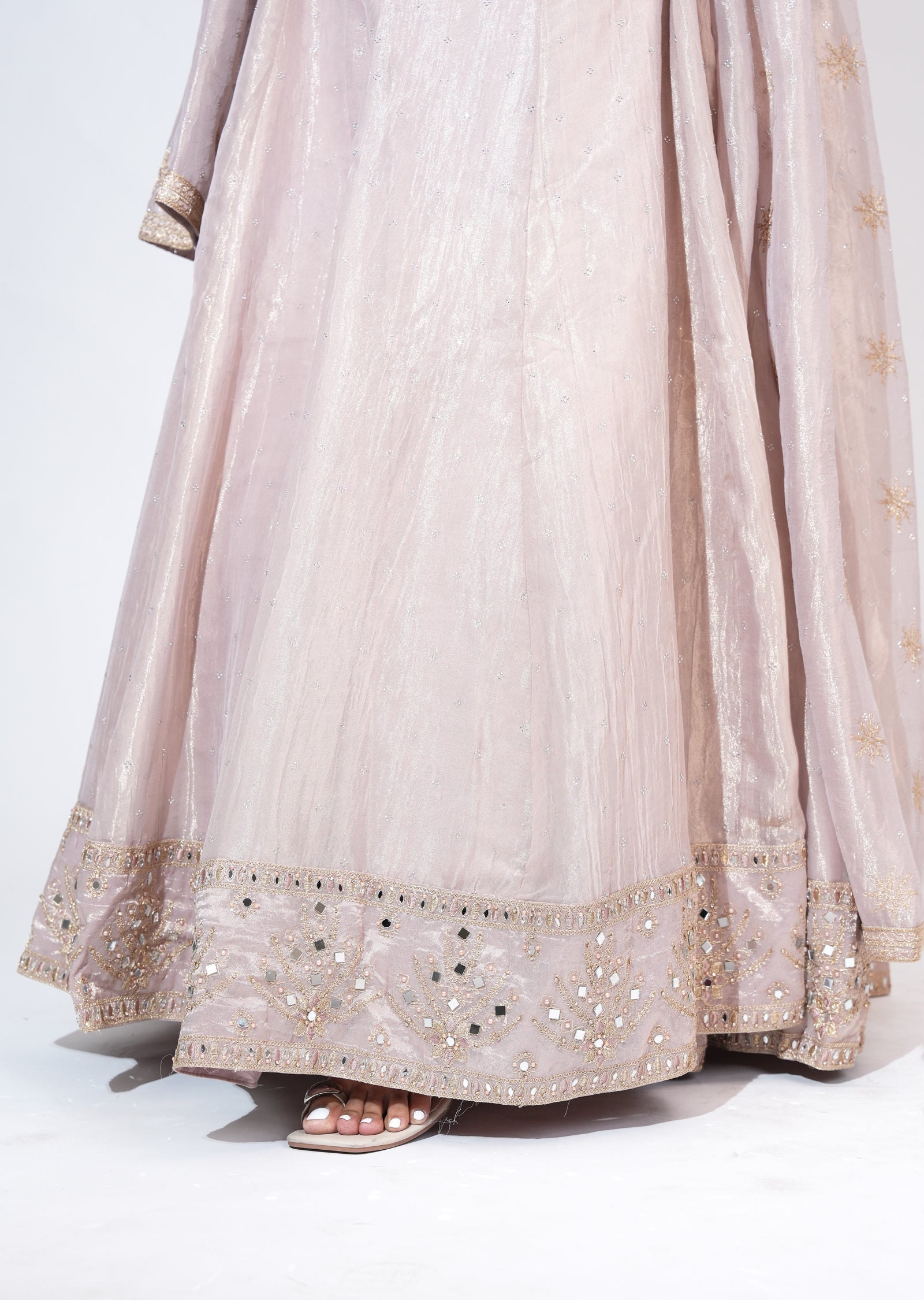 Pink Tissue Lehenga Set