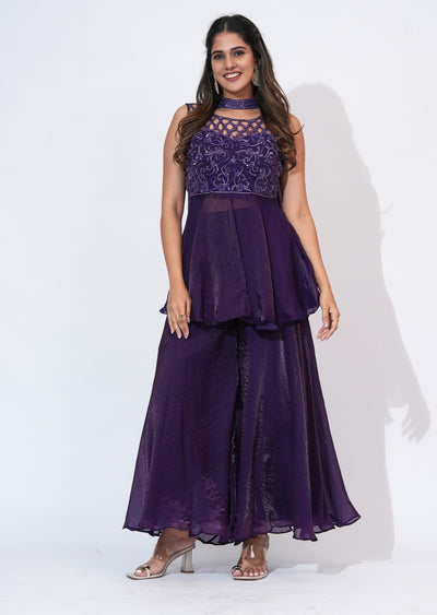 Purple Sharara Set