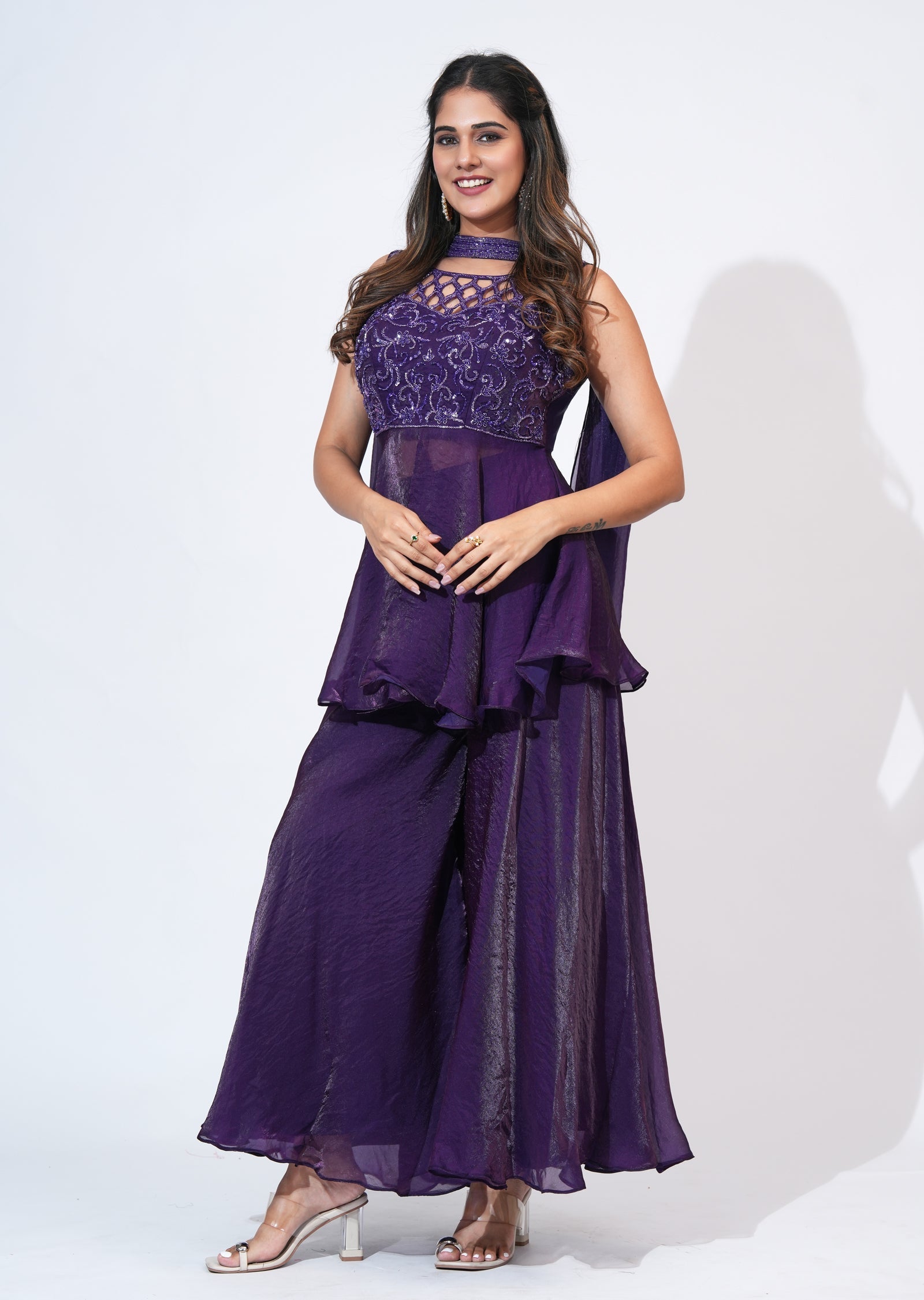 Purple Sharara Set