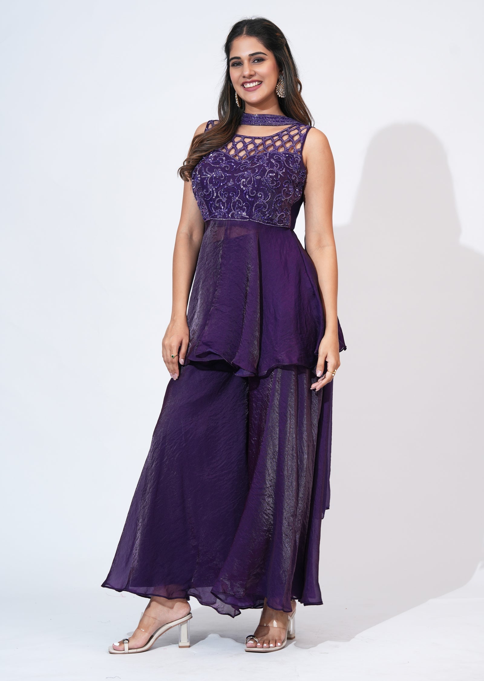 Purple Sharara Set
